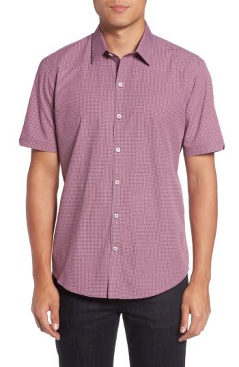 Men's Zachary Prell Riddle Slim Fit Print Sport Shirt - Burgundy