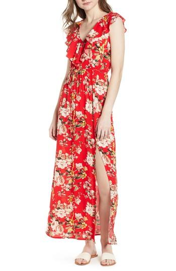 Women's Soprano Ruffle Maxi Dress - Red