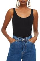 Women's Topshop Textured Scoop Neck Bodysuit Us (fits Like 2-4) - Black