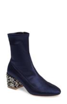 Women's Badgley Mischka Martine Statement Heel Sock Bootie .5 M - Blue
