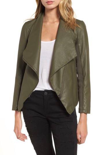 Women's Bb Dakota Gabrielle Faux Leather Asymmetrical Jacket - Green