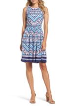 Women's Eliza J Print Fit & Flare Dress - Blue