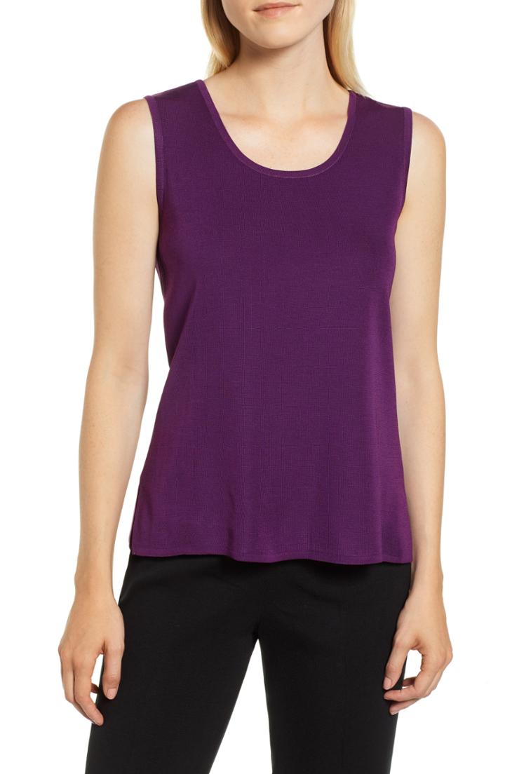 Women's Ming Wang Scoop Neck Knit Tank - Purple
