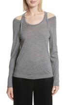 Women's Alexander Wang Wash & Go Cold Shoulder Merino Wool Blend Sweater - Grey