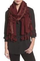 Women's Eileen Fisher Metallic Wool Wrap, Size - Burgundy