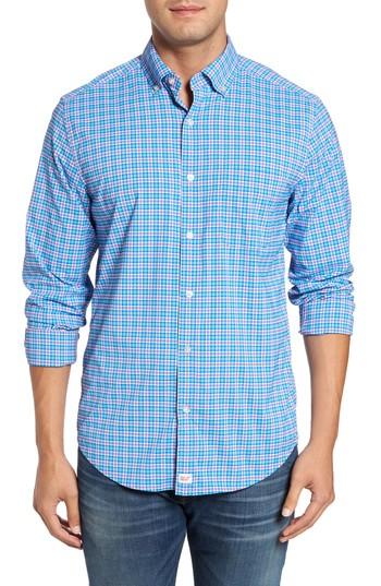 Men's Vineyard Vines Old Coast Road Plaid Performance Sport Shirt, Size - Green