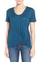 Petite Women's Halogen Knot Front Tee P - Blue
