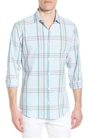Men's Mizzen+main Lynn Slim Fit Plaid Performance Sport Shirt - Blue
