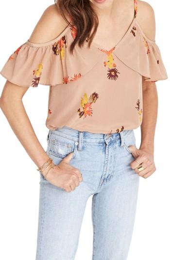 Women's Madewell Janey Cold Shoulder Silk Camisole, Size - Beige