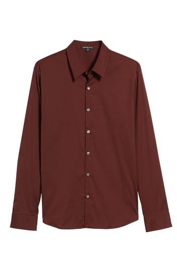 Men's James Perse Matte Stretch Poplin Sport Shirt (s) - Burgundy
