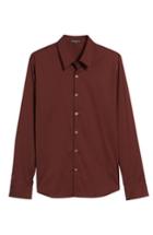 Men's James Perse Matte Stretch Poplin Sport Shirt (s) - Burgundy