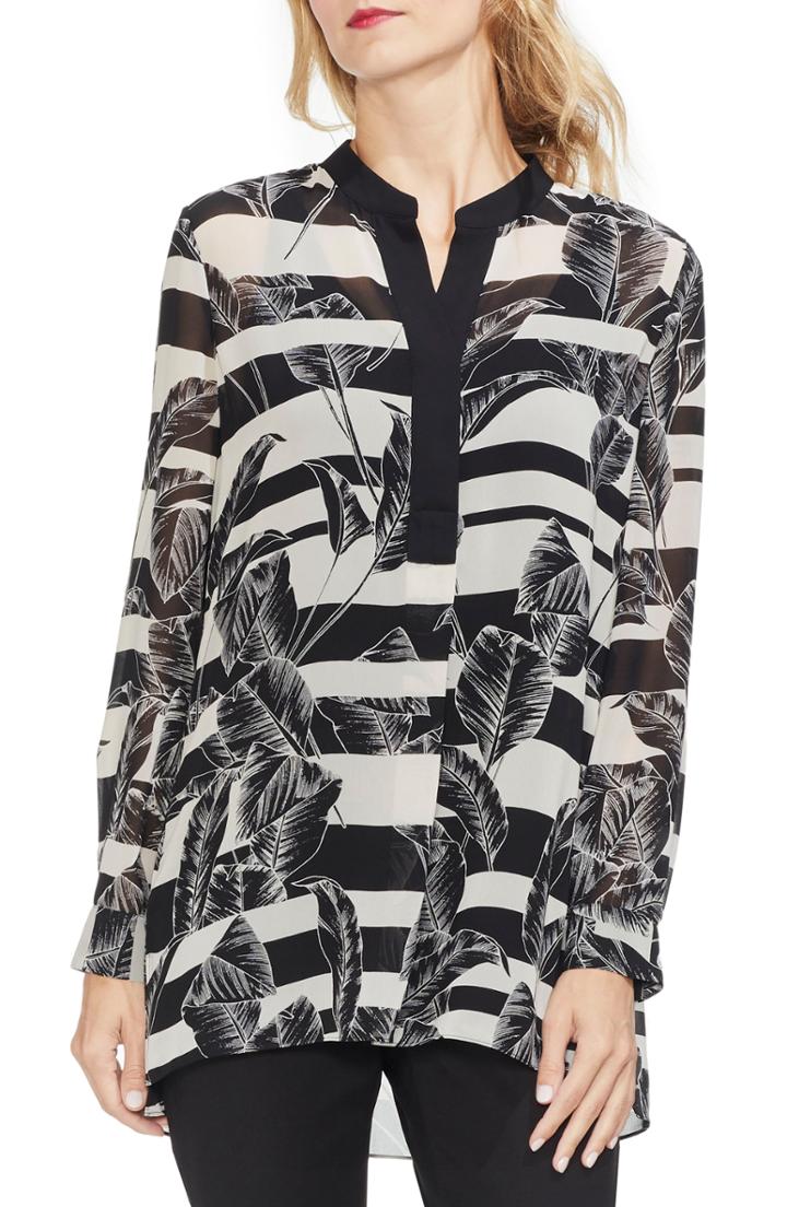 Women's Vince Camuto Tropical Shadow Print Shirt - Black