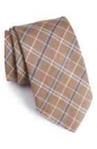 Men's David Donahue Plaid Linen & Silk Tie, Size - Beige