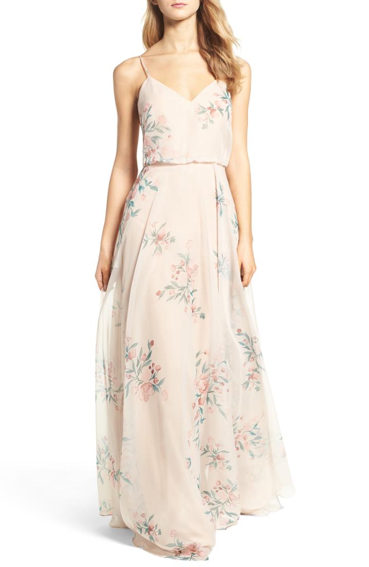 Women's Jenny Yoo Inesse V-neck Chiffon Gown (similar To 14w) - Pink