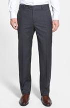 Men's Zanella 'devon' Flat Front Wool Trousers - Grey