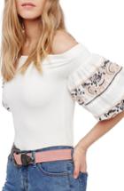 Women's Free People Rock With It Off The Shoulder Top - Ivory