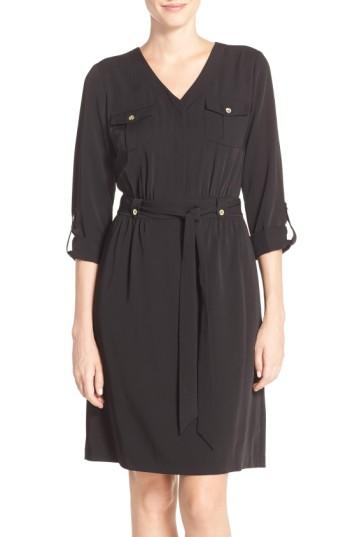 Women's Ellen Tracy Stretch Shirtdress - Black