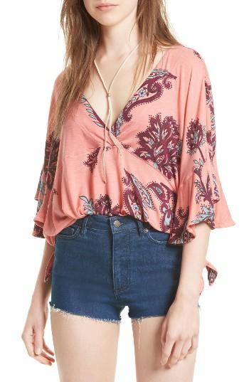 Women's Free People Mauie Wowie Palm Print Top - Coral