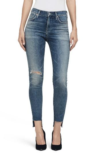 Women's Citizens Of Humanity Rocket High Waist Step Hem Skinny Jeans - Blue