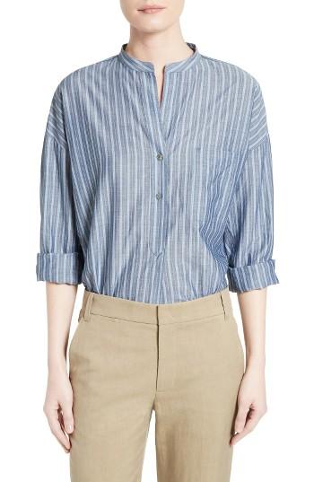 Women's Vince Stripe Popover Shirt - Blue