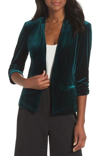 Women's Eliza J Velvet Blazer, Size - Green