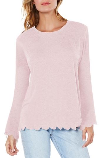 Women's Michael Stars Scallop Trim Jersey T-shirt, Size - Pink