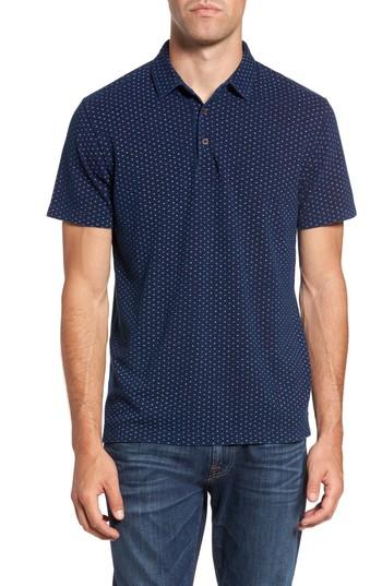 Men's French Connection Dojo Dot Fit Cotton Polo, Size Medium - Blue