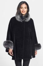 Women's Blue Duck Genuine Fox Fur Trim Wool Blend Cape