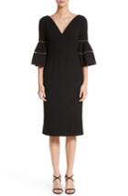 Women's Lela Rose Pearly Trim Bell Sleeve Dress