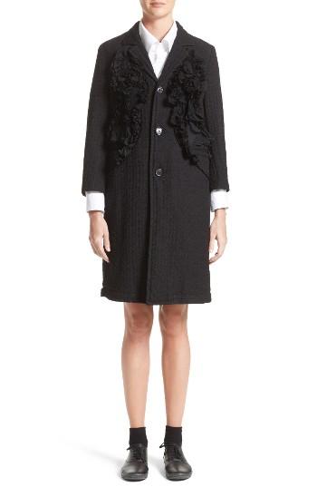 Women's Tricot Comme Des Garcons Embroidered Nylon Ruffle Coat