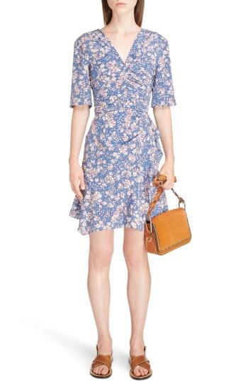 Women's Isabel Marant Brodie Ruched Stretch Silk Dress Us / 40 Fr - Blue