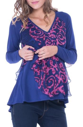 Women's Olian Chiffon Overlay Maternity/nursing Top
