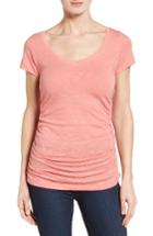 Women's Caslon Shirred V-neck Tee, Size - Pink