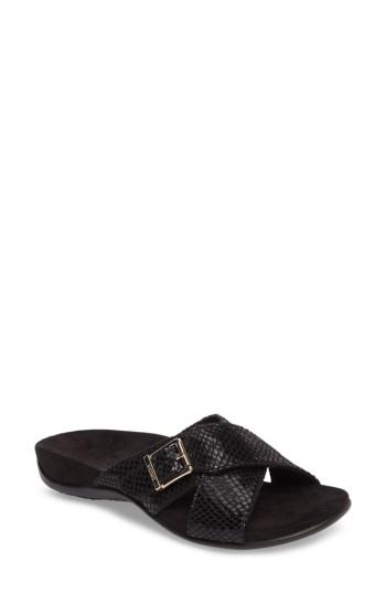 Women's Vionic Dorie Cross Strap Slide Sandal M - Black