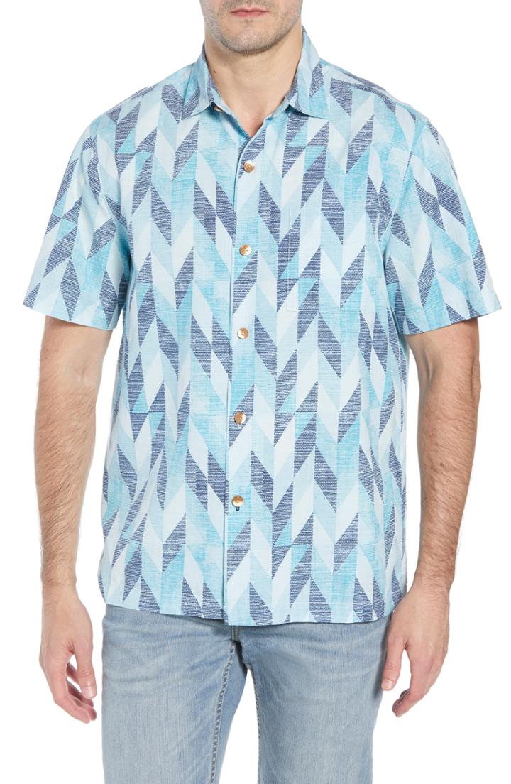 Men's Tommy Bahama Geo Celeste Sport Shirt, Size - Blue