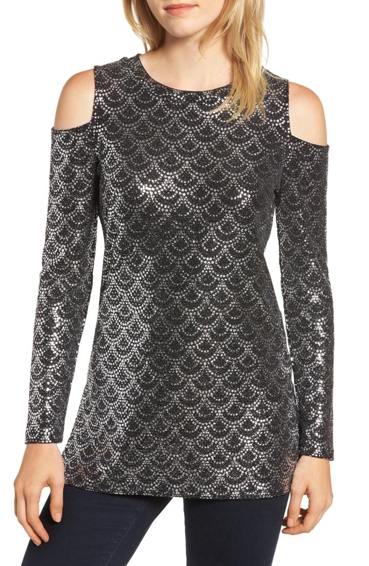 Women's Michael Michael Kors Chandelier Cold Shoulder Top - Black