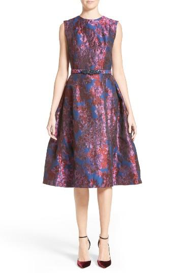 Women's Badgley Mischka Couture Floral Jacquard Fit & Flare Dress