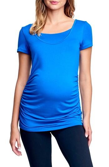 Women's Maternal America Ruched Maternity/nursing Tee - Blue