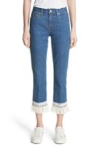 Women's Tory Burch Connor Fringe Trim Crop Jeans - Blue