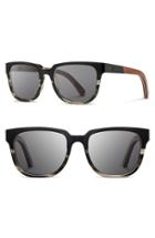 Men's Shwood 'prescott' 52mm Titanium & Wood Sunglasses - Black/ Grey/ Walnut/ Grey