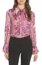 Women's Saloni Lauren Floral Tie Neck Top - Pink