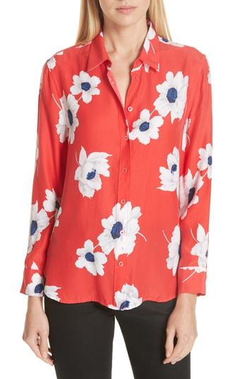 Women's Equipment Leema Floral Print Silk Shirt - Red