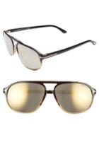 Women's Tom Ford Jacob 61mm Special Fit Aviator Sunglasses - Black/ Other/ Smoke Mirror