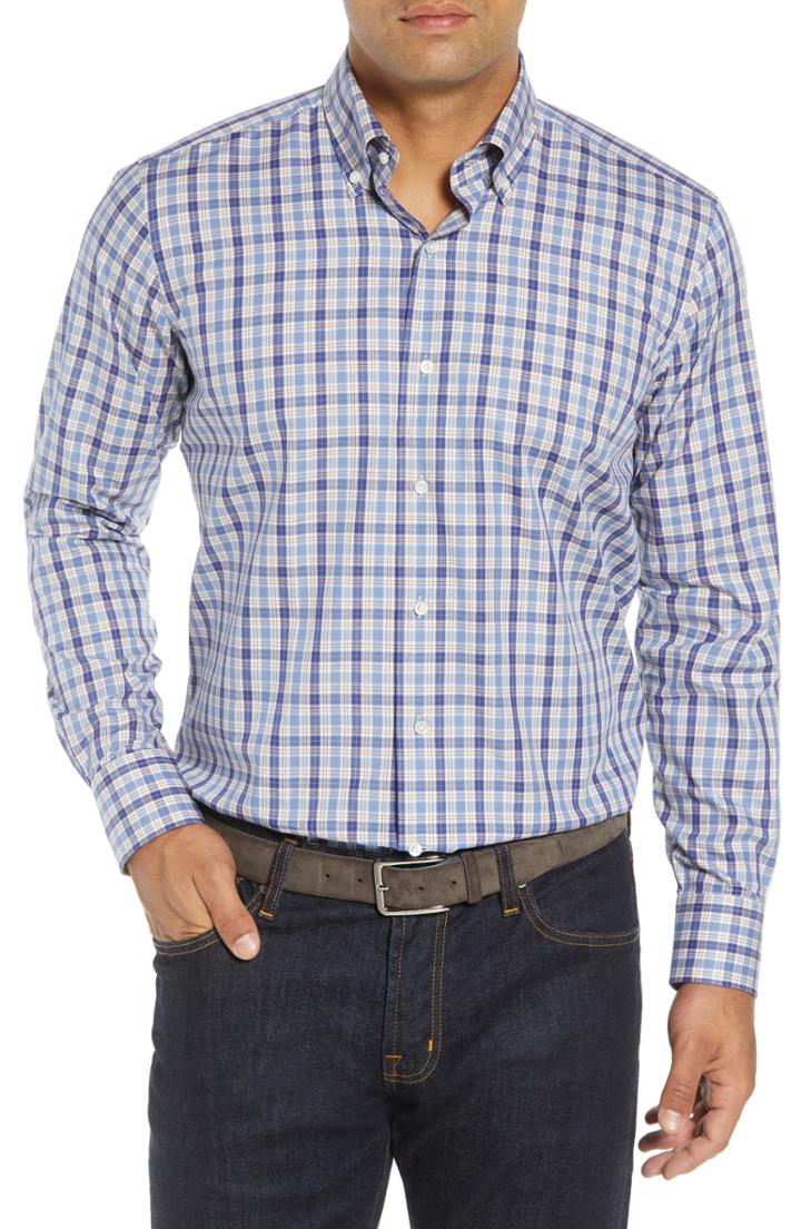 Men's Peter Millar Collection Troms Regular Fit Tattersall Check Sport Shirt - Purple