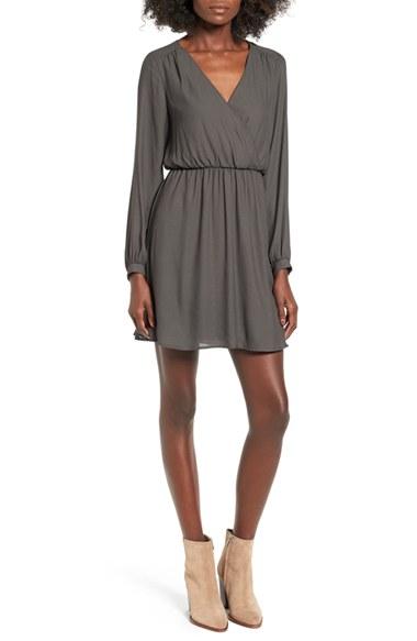 Women's Lush 'emma' Surplice Skater Dress - Black