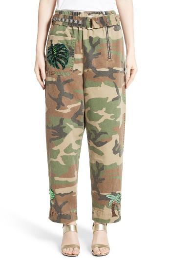Women's Marc Jacobs Camo Print Pants With Studded Belt