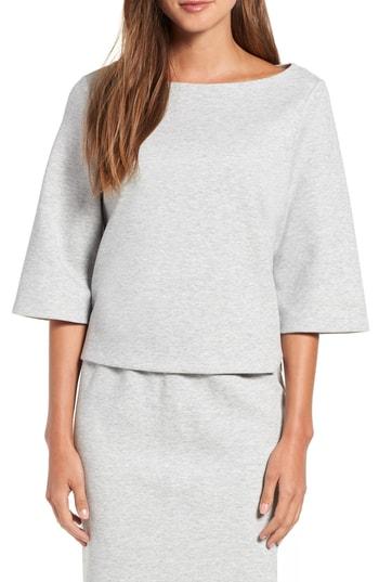 Women's Halogen Cotton Blend Boat Neck Top - Grey