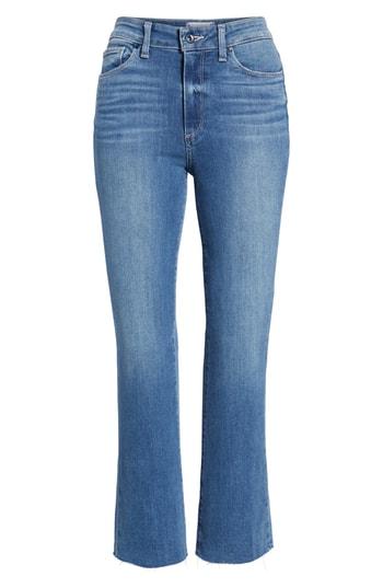 Women's Paige Transcend Vintage - Colette High Waist Crop Raw Hem Flare Jeans - Blue