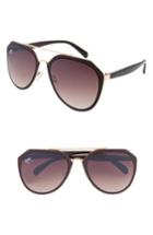 Women's Nem Cutting Edge 55mm Aviator Sunglasses - Brushed Gold W Brown