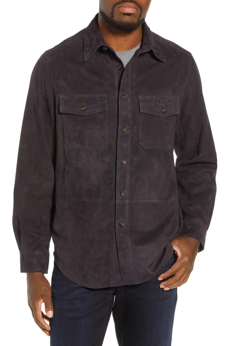 Men's Golden Beat The Mills Suede Shirt Jacket - Blue